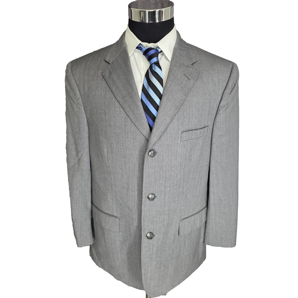 Pronto Uomo Blazer Mens 44R Gray‎ Super 120's Wool Sport Coat Jacket 3 Buttons